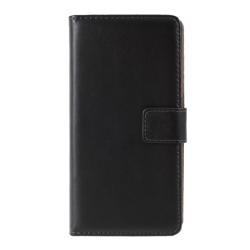 Genuine Split Leather Wallet Case for Sony Xperia Z5 / Z5 Dual - Black-3