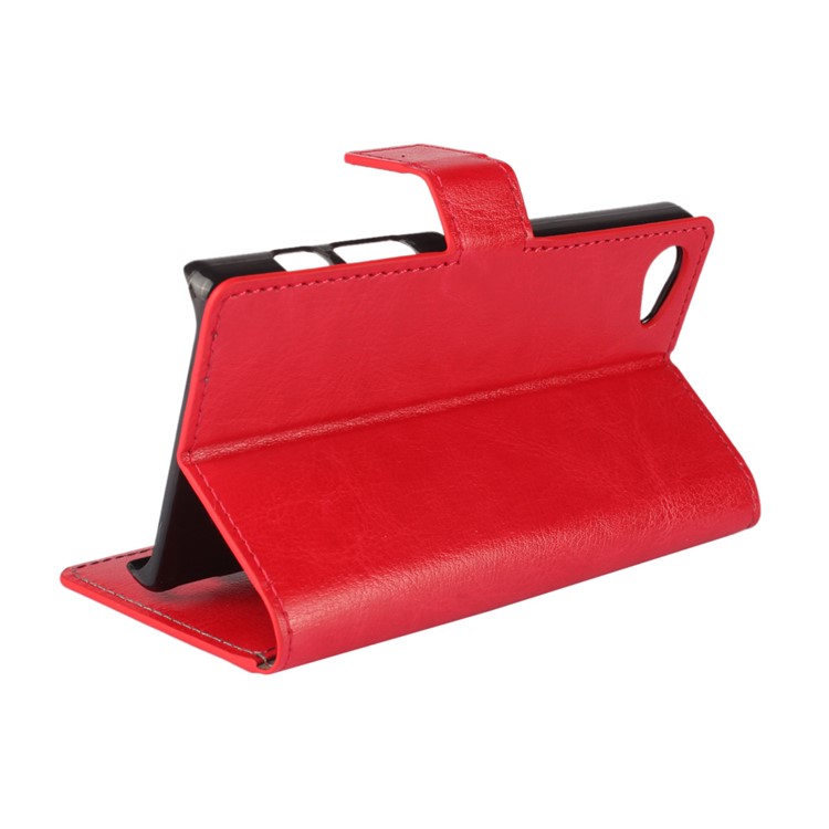 Crazy Horse PU Leather Case with Wallet Slots for Sony Xperia Z5 Compact - Red-2