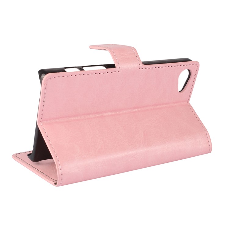 Crazy Horse PU Porte-cartes en cuir pour Sony Xperia Z5 Compact - Rose-2