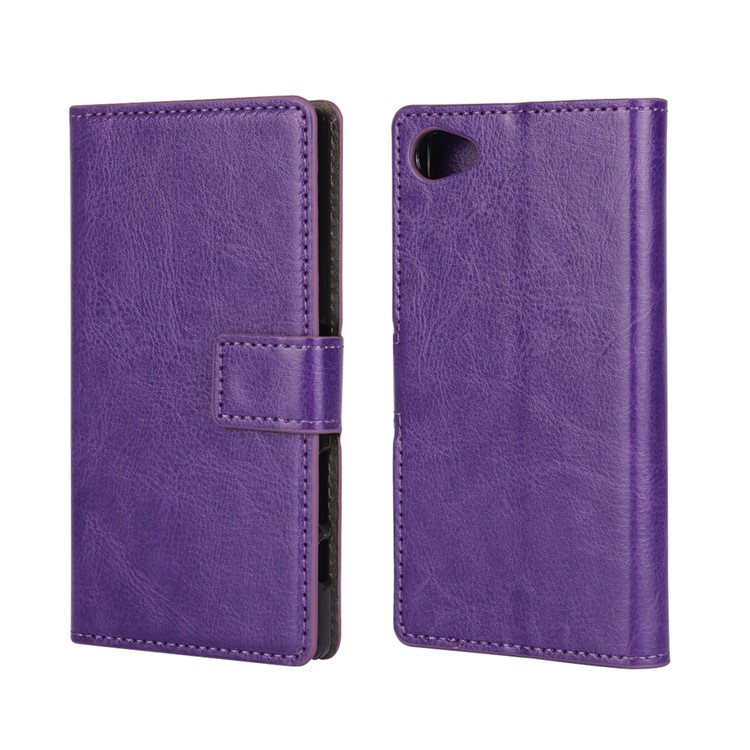 Crazy Horse Flip Housse en cuir pour Sony Xperia Z5 Compact - Violet-1