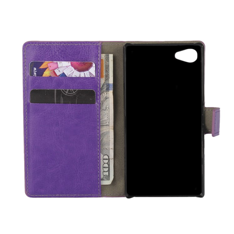 Crazy Horse Flip Housse en cuir pour Sony Xperia Z5 Compact - Violet-3