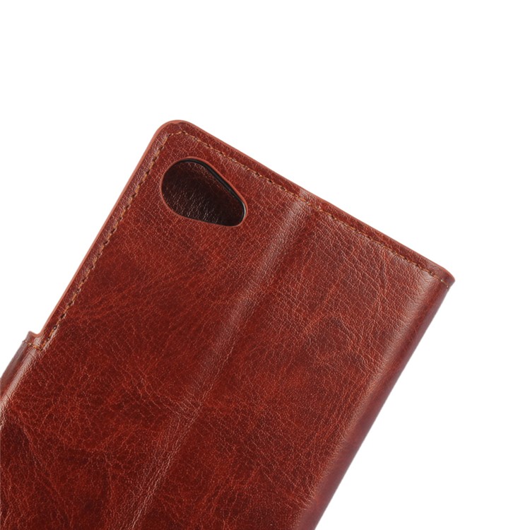 Crazy Horse Flip Funda de cuero para Sony Xperia Z5 Compact - marrón-6