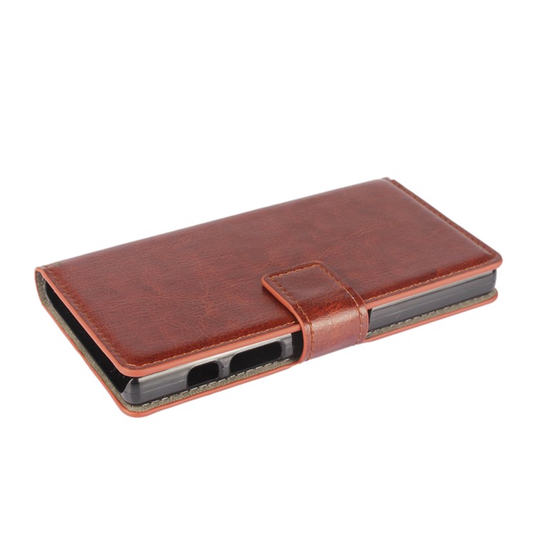 Crazy Horse Flip Funda de cuero para Sony Xperia Z5 Compact - marrón-7