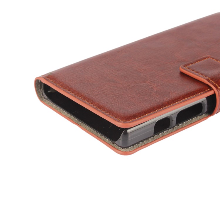 Crazy Horse Flip Funda de cuero para Sony Xperia Z5 Compact - marrón-8