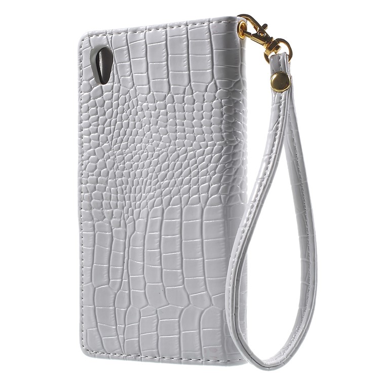 Textura De Crocodilo Flip Leather Wallet Cover For Sony Xperia Z5 / Z5 Dual - Branco-2