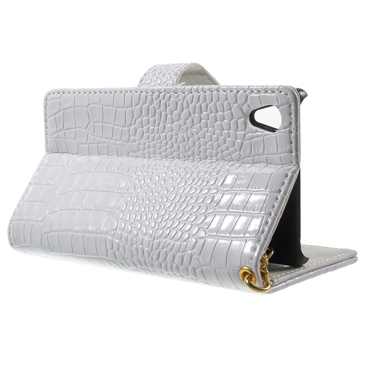Textura De Crocodilo Flip Leather Wallet Cover For Sony Xperia Z5 / Z5 Dual - Branco-3