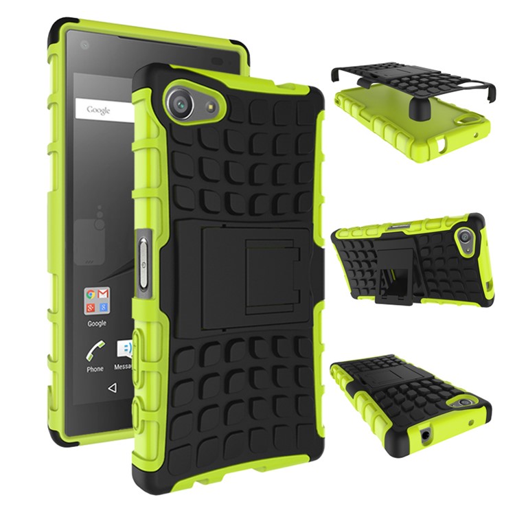 Duas Peças Anti-Slip PC + TPU Capa Híbrida Capa Para Sony Xperia Z5 Compact - Verde-2