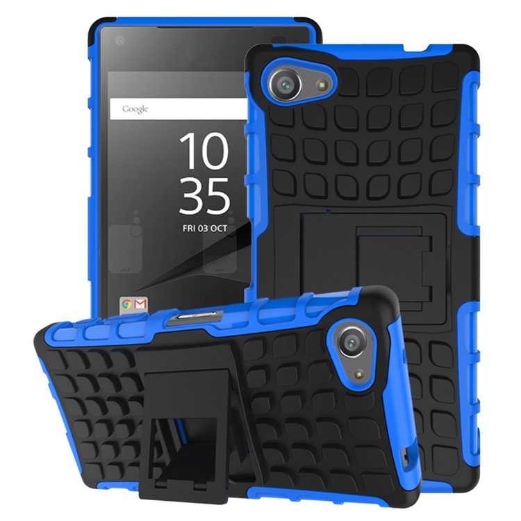 dos pedazotrozo contra-SLIP PC + TPU Hybrid Shell Funda para Sony Xperia Z5 Compact - Azul-1
