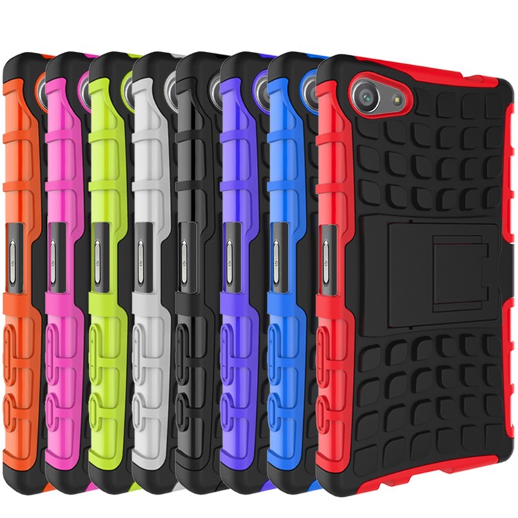 dos pedazotrozo contra-SLIP PC + TPU Hybrid Shell Funda para Sony Xperia Z5 Compact - Azul-3
