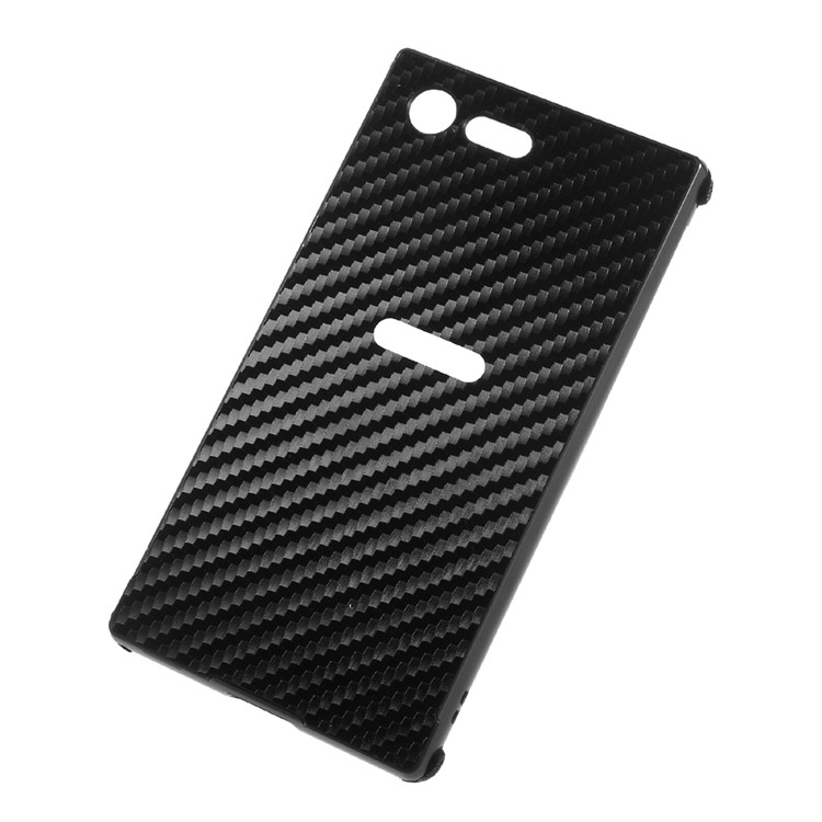 Aluminiumlegierung Stoßstange + Kohlefaser PC Zurück Fall Für Sony Xperia X Kompakt - Schwarz-1