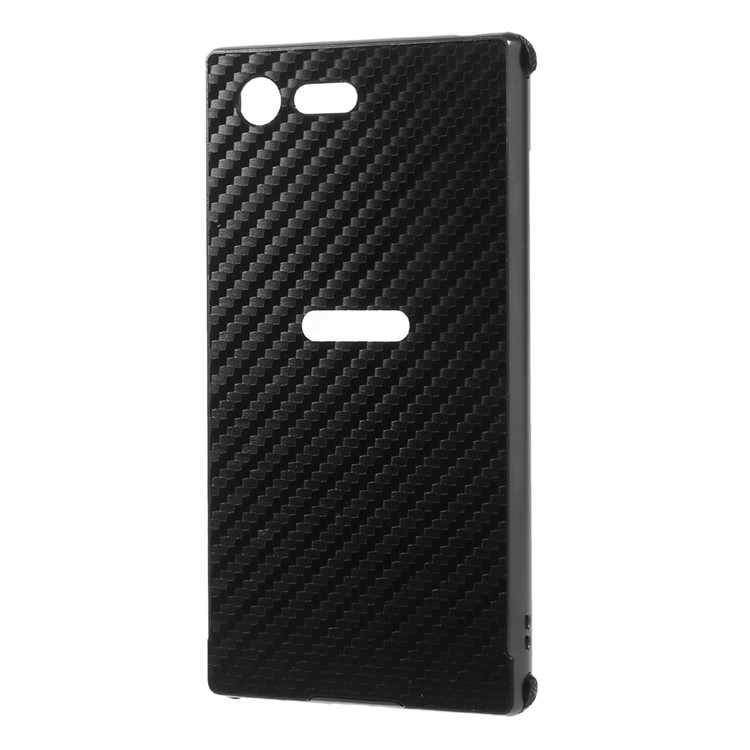 Aluminiumlegierung Stoßstange + Kohlefaser PC Zurück Fall Für Sony Xperia X Kompakt - Schwarz-2