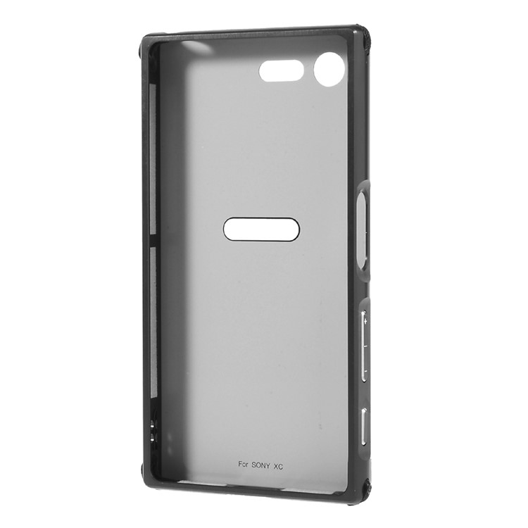Aluminiumlegierung Stoßstange + Kohlefaser PC Zurück Fall Für Sony Xperia X Kompakt - Schwarz-3