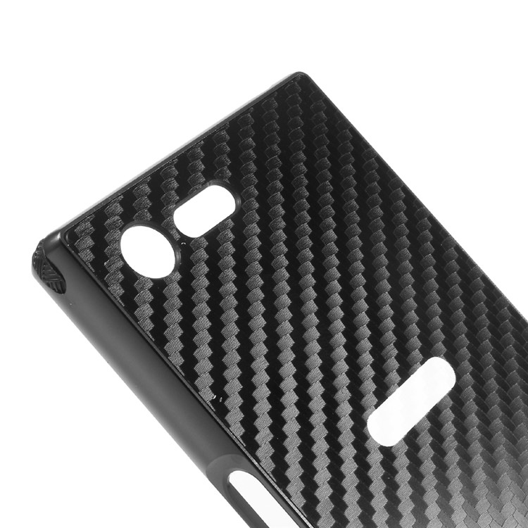 Aluminiumlegierung Stoßstange + Kohlefaser PC Zurück Fall Für Sony Xperia X Kompakt - Schwarz-4
