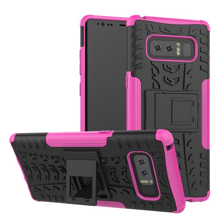 Anti-slip PC + TPU Hybrid Case Cover with Kickstand for Samsung Galaxy Note 8 - Rose-1