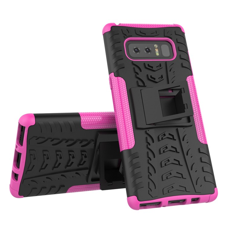 Anti-slip PC + TPU Hybrid Case Cover with Kickstand for Samsung Galaxy Note 8 - Rose-2
