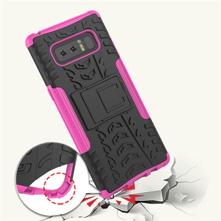 Anti-slip PC + TPU Hybrid Case Cover with Kickstand for Samsung Galaxy Note 8 - Rose-3