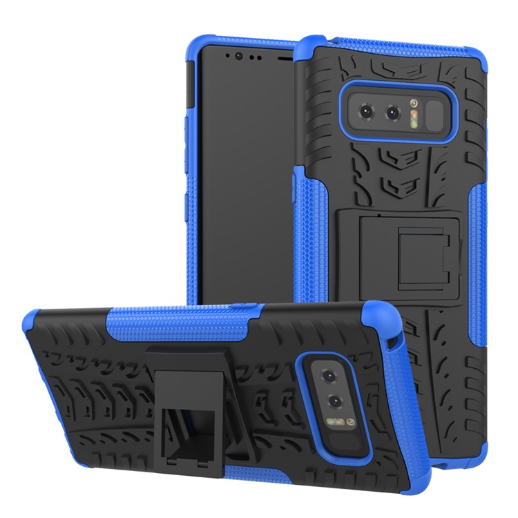 Tyre Pattern Kickstand 2-in-1 Detachable PC + TPU Phone Cover Case for Samsung Galaxy Note 8 - Blue-1