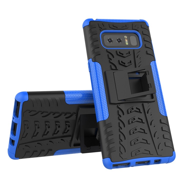 Tyre Pattern Kickstand 2-in-1 Detachable PC + TPU Phone Cover Case for Samsung Galaxy Note 8 - Blue-2