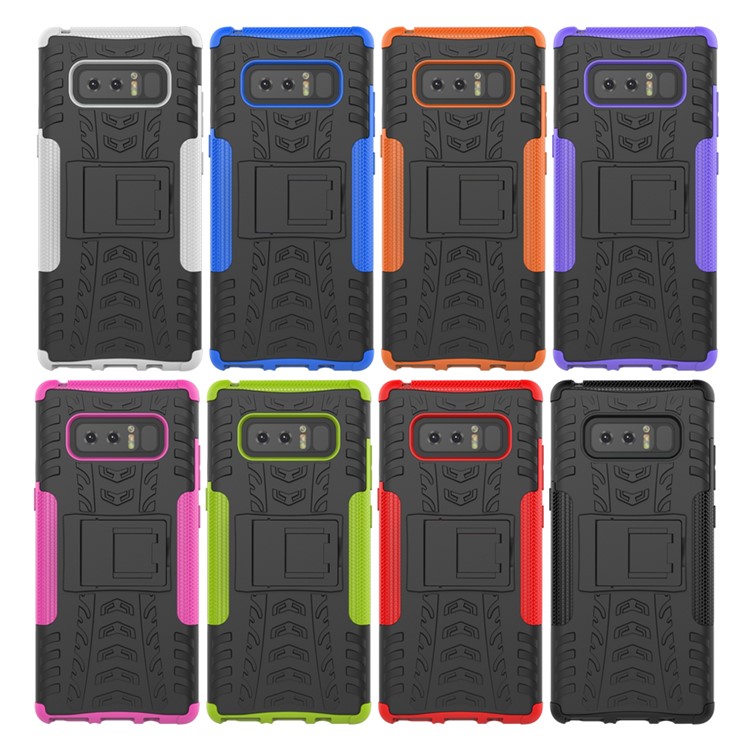 Tyre Pattern Kickstand 2-in-1 Detachable PC + TPU Phone Cover Case for Samsung Galaxy Note 8 - Blue-5