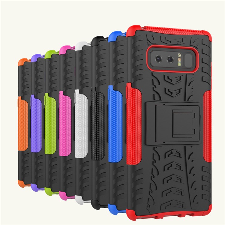 Tyre Pattern Kickstand 2-in-1 Detachable PC + TPU Phone Cover Case for Samsung Galaxy Note 8 - Blue-6
