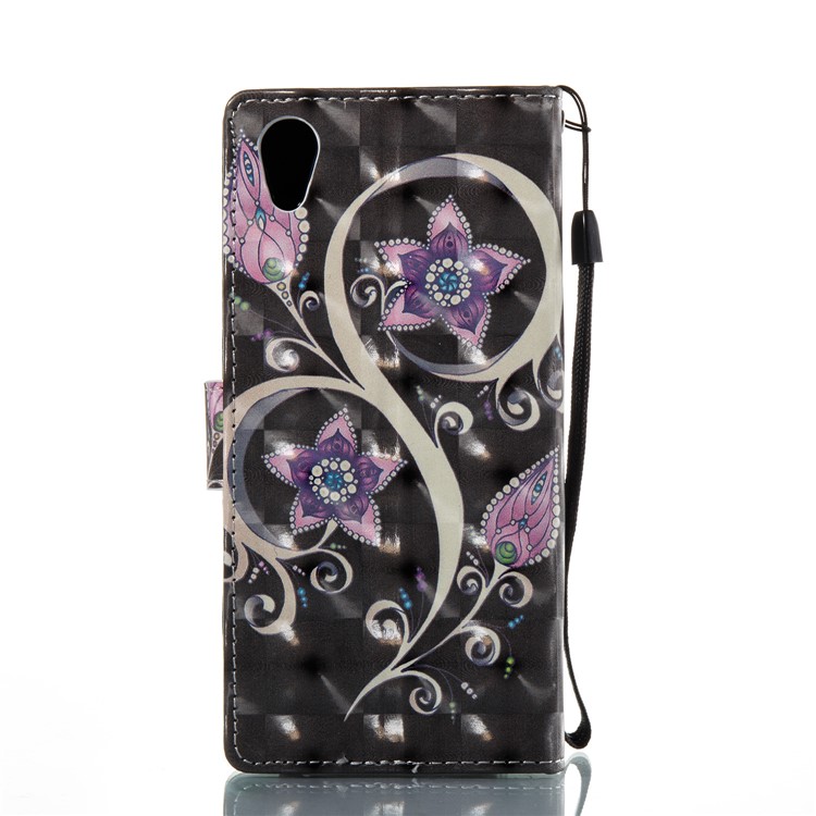 3D Butterfly Series Leather Stand Protective Phone Shell for Sony Xperia XA (2017) / XA1 - Purple Flower-3