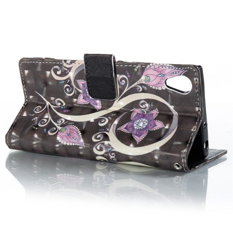 3D Butterfly Series Leather Stand Protective Phone Shell for Sony Xperia XA (2017) / XA1 - Purple Flower-4