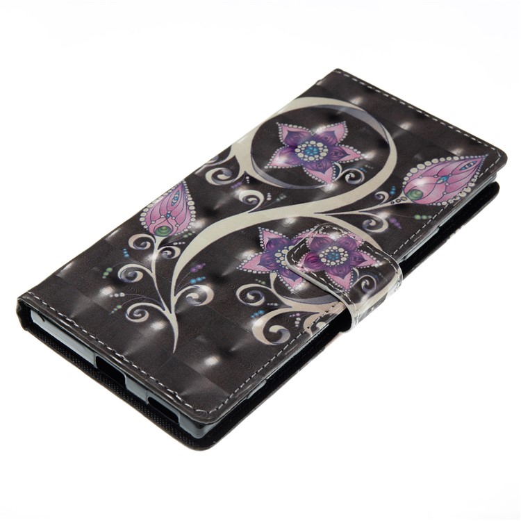3D Butterfly Series Leather Stand Protective Phone Shell for Sony Xperia XA (2017) / XA1 - Purple Flower-5