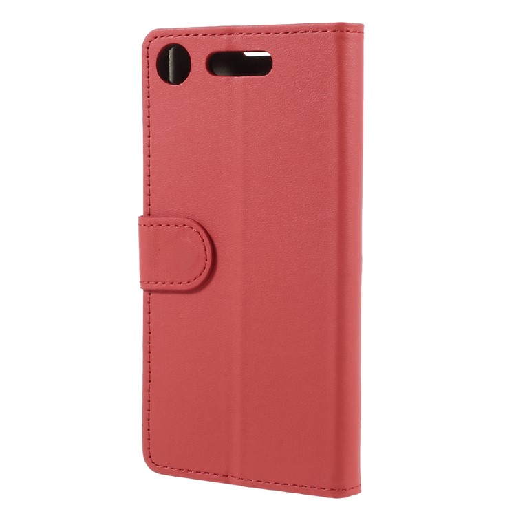 PU Leather Wallet Stand Folio Shell for Sony Xperia XZ1 - Red-2