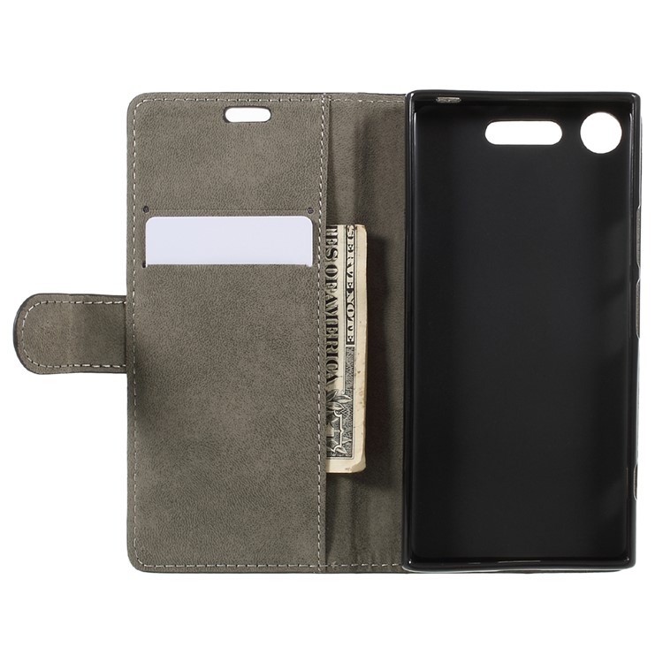 PU Leather Wallet Stand Folio Shell for Sony Xperia XZ1 - Red-6