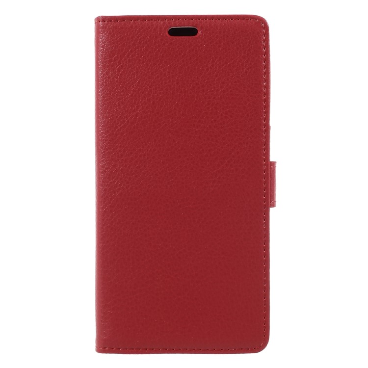 Litchi Grain Leather Wallet Phone Protective Cover with Stand for Sony Xperia XZ1 - Red-3