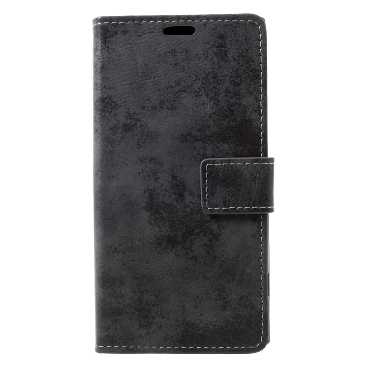 Retro Card Slots Leather Cover Case with Stand for Sony Xperia XZ1 - Black-3