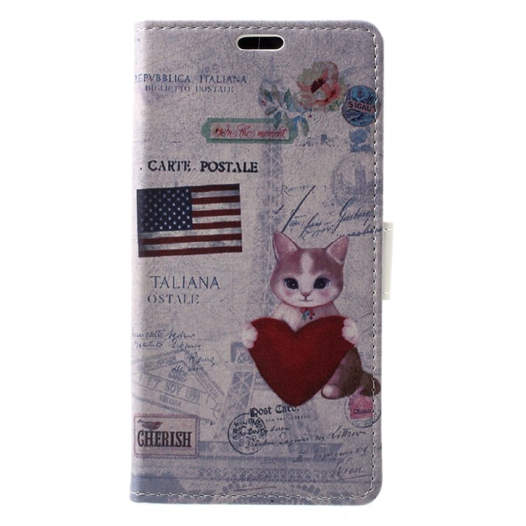 Pattern Printing Wallet Leather Stand Flip Case for Sony Xperia XZ1 - Cat Holding Heart-3