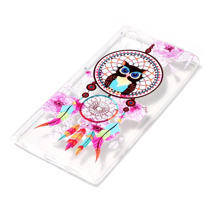 Embossing Pattern Soft TPU Jelly Case for Sony Xperia L1 - Owl Dream Catcher-3