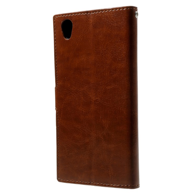 Crazy Horse Wallet Split Leather Case Accessory for Sony Xperia L1 - Brown-2