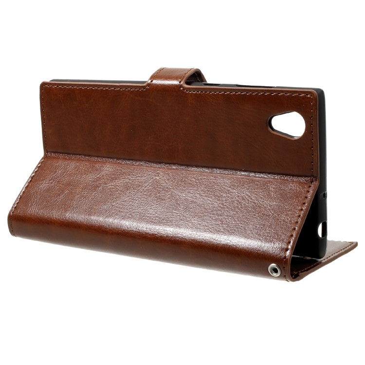 Crazy Horse Wallet Split Leather Case Accessory for Sony Xperia L1 - Brown-4