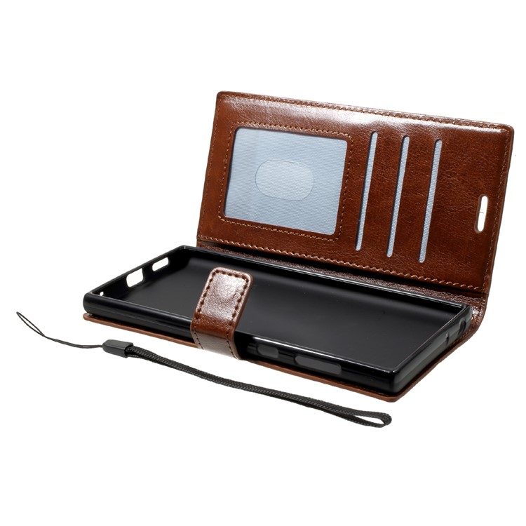 Crazy Horse Wallet Split Leather Case Accessory for Sony Xperia L1 - Brown-5