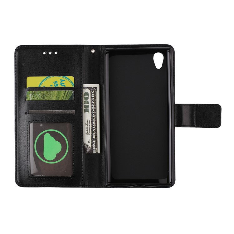 Imprint Mandala Pattern Folio Style Wallet Leather Stand Flip Case with Strap for Sony Xperia L1 - Black-4