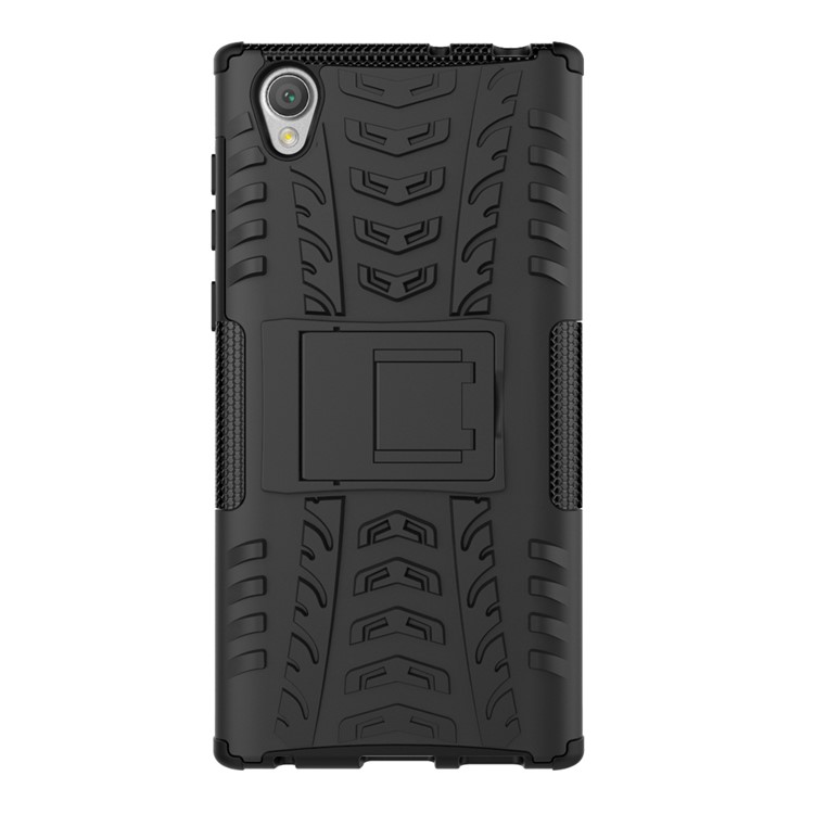 Tyre Pattern Kickstand TPU + PC 2-in-1 Hybrid Shell Cover for Sony Xperia L1 - Black-11