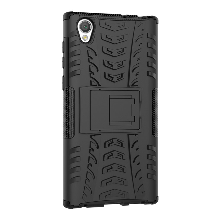 Tyre Pattern Kickstand TPU + PC 2-in-1 Hybrid Shell Cover for Sony Xperia L1 - Black-12