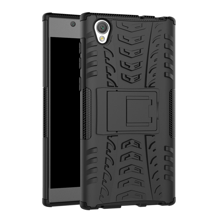 Tyre Pattern Kickstand TPU + PC 2-in-1 Hybrid Shell Cover for Sony Xperia L1 - Black-4