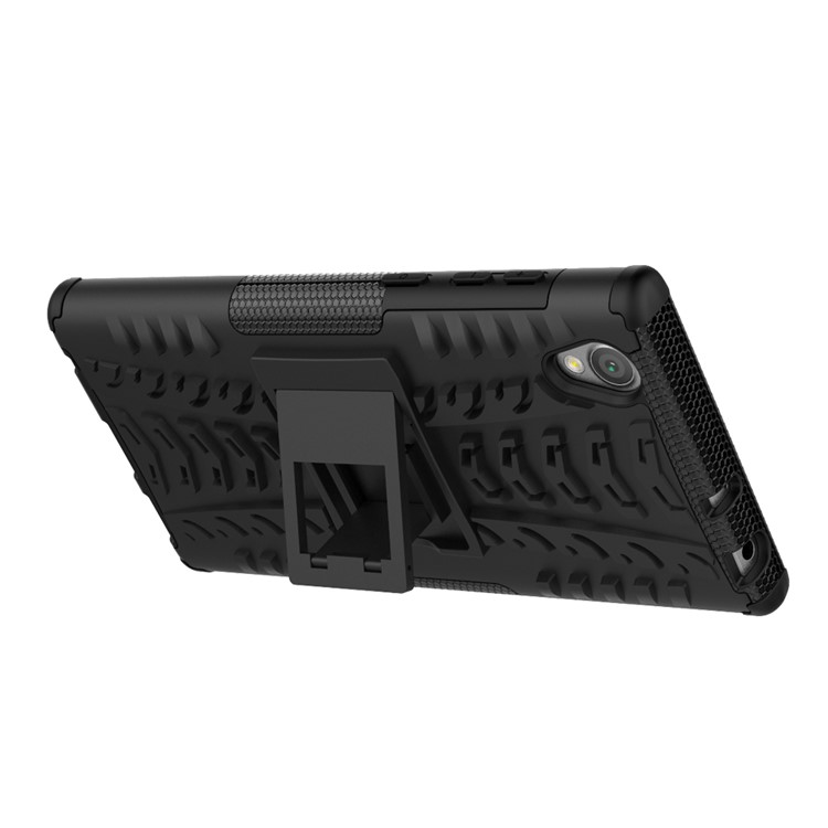 Tyre Pattern Kickstand TPU + PC 2-in-1 Hybrid Shell Cover for Sony Xperia L1 - Black-8