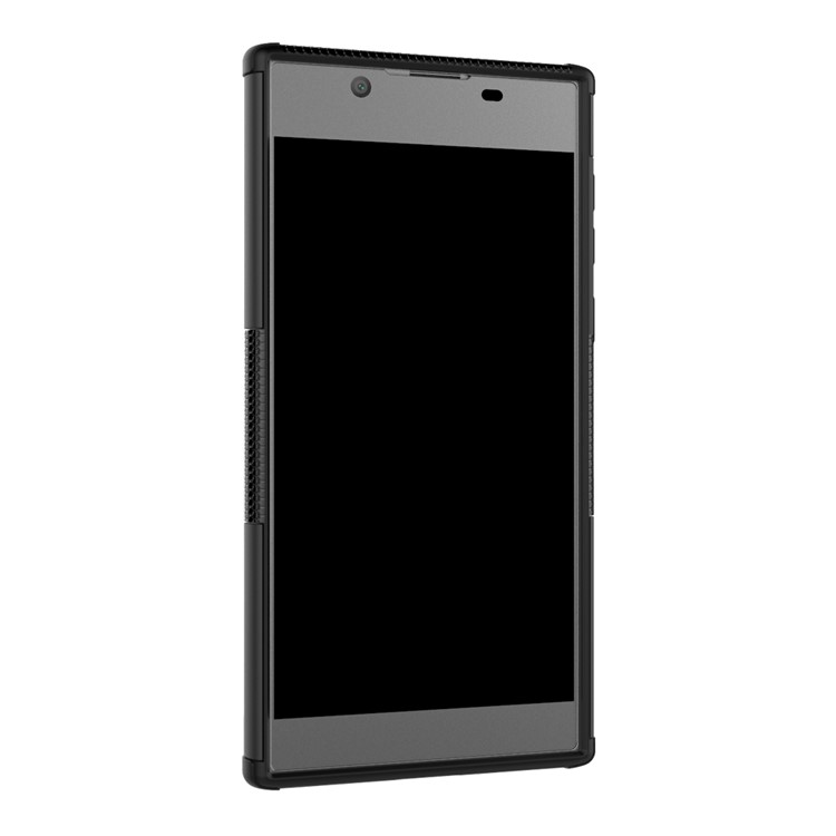 Tyre Pattern Kickstand TPU + PC 2-in-1 Hybrid Shell Cover for Sony Xperia L1 - Black-9