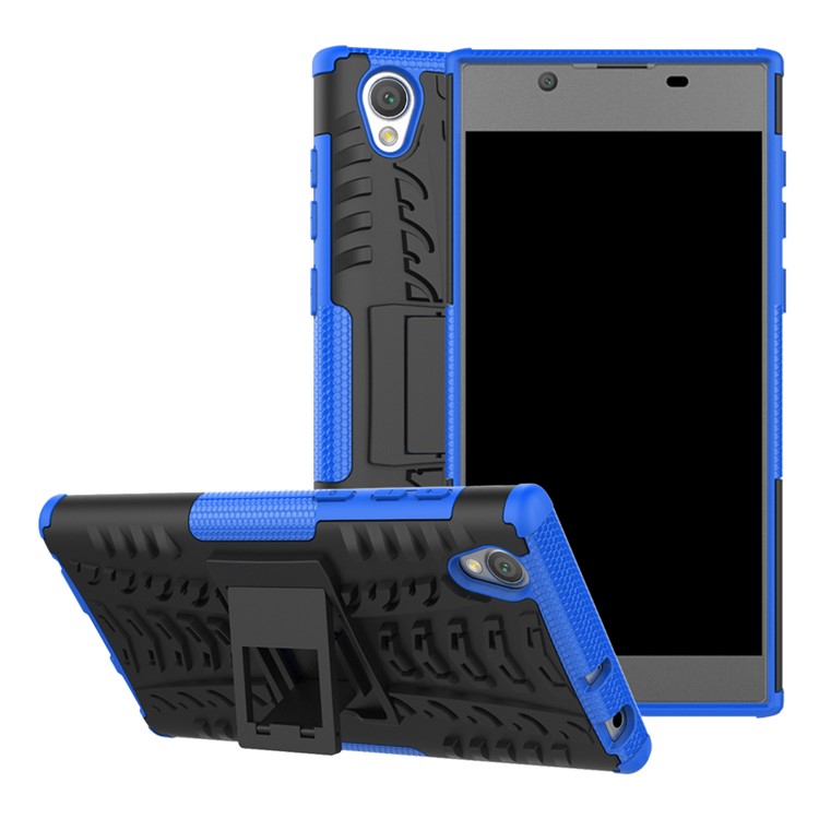 Tyre Pattern 2-in-1 TPU + PC Combo Mobile Back Case with Kickstand for Sony Xperia L1 - Blue-2