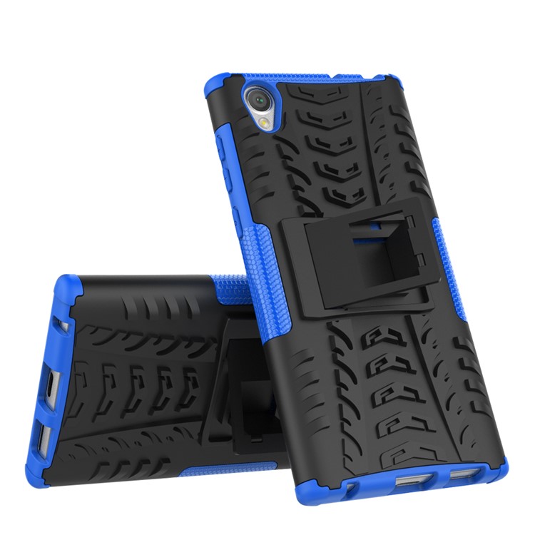 Tyre Pattern 2-in-1 TPU + PC Combo Mobile Back Case with Kickstand for Sony Xperia L1 - Blue-3