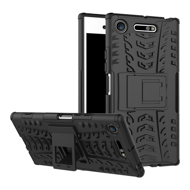 Tyre Pattern 2-in-1 TPU + PC Hybrid Mobile Protective Cover for Sony Xperia XZ1 - Black-2