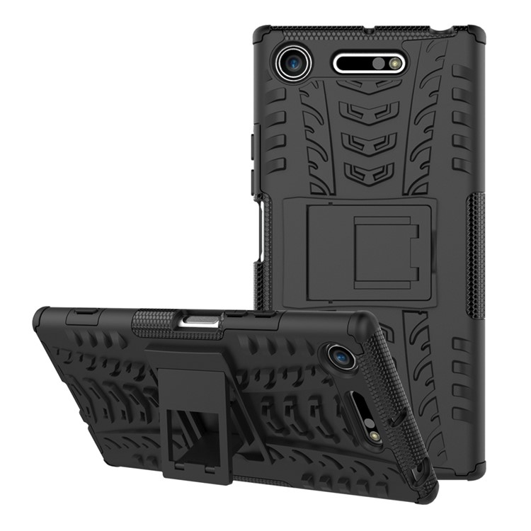 Tyre Pattern 2-in-1 TPU + PC Hybrid Mobile Protective Cover for Sony Xperia XZ1 - Black-3