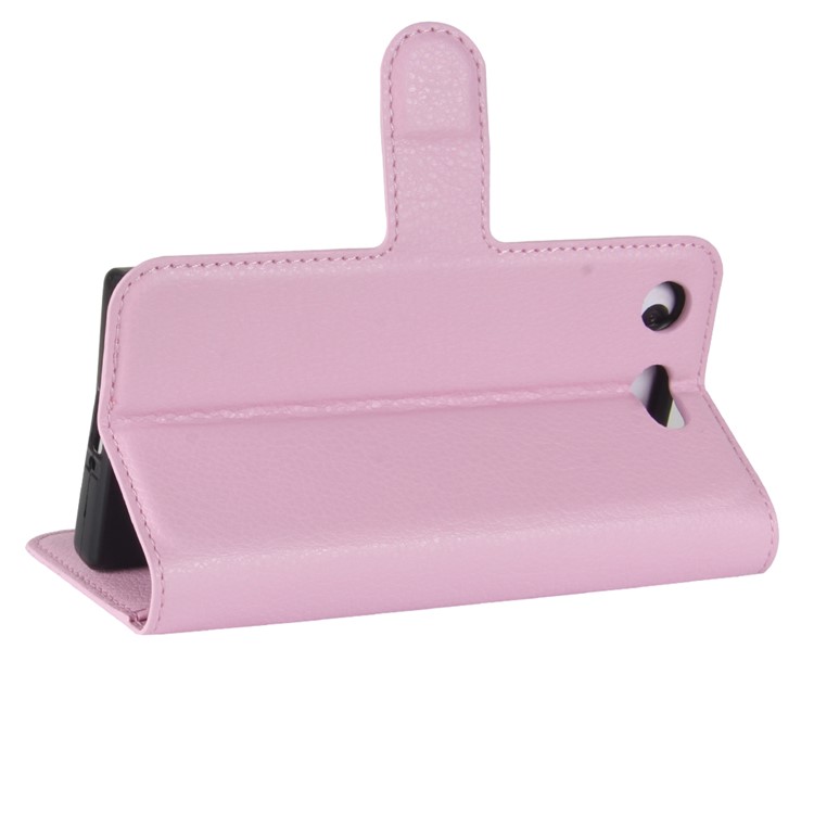 Litchi Grain Stand Leather Cell Phone Case with Stand for Sony Xperia XZ1 Compact - Pink-5