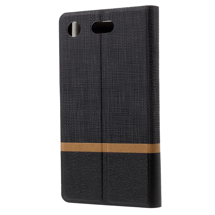 Estuche De Cuero Cruzado De La Ranura Para Tarjeta Del Soporte De La Textura Para El Compacto De Sony Xperia XZ1 - Negro-3