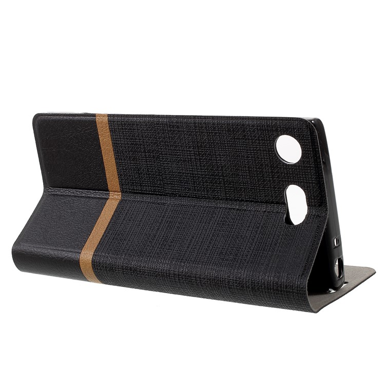Estuche De Cuero Cruzado De La Ranura Para Tarjeta Del Soporte De La Textura Para El Compacto De Sony Xperia XZ1 - Negro-4