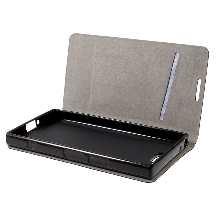 Estuche De Cuero Cruzado De La Ranura Para Tarjeta Del Soporte De La Textura Para El Compacto De Sony Xperia XZ1 - Negro-5